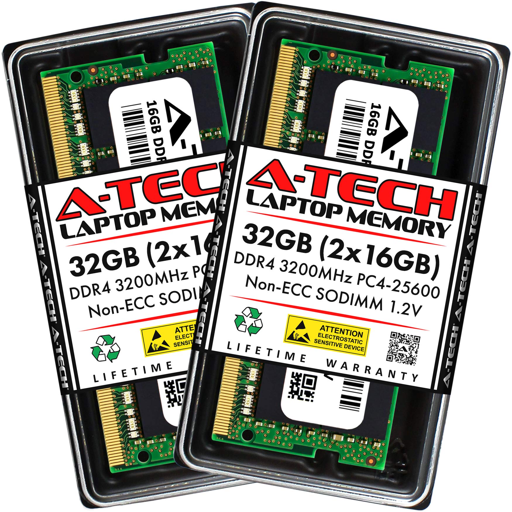 A-Tech 32GB (2x16GB) DDR4 3200 MHz SODIMM PC4-25600 (PC4-3200AA