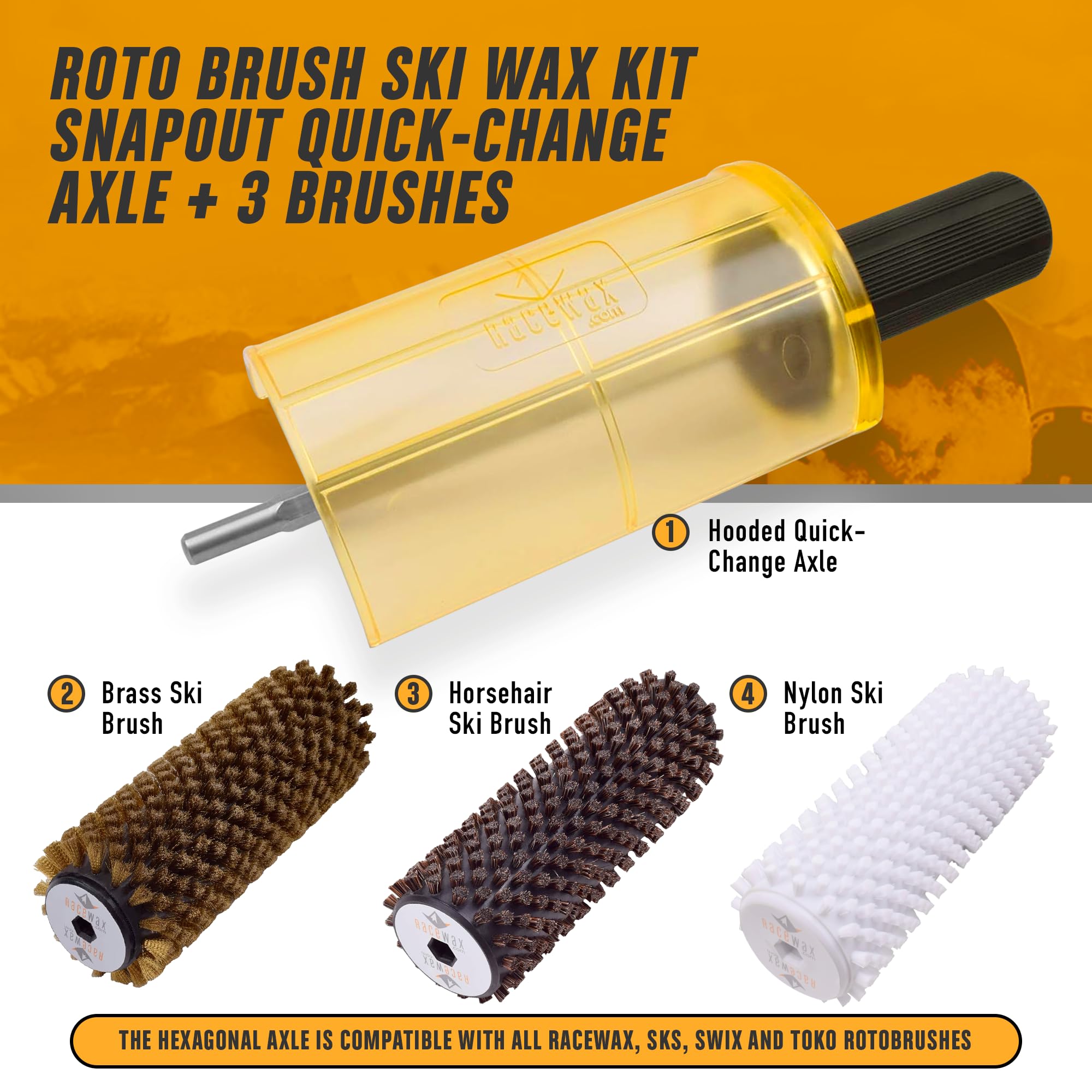 Amazon | RaceWax 150mmワイドロトブラシスキーワックスキットスナップ
