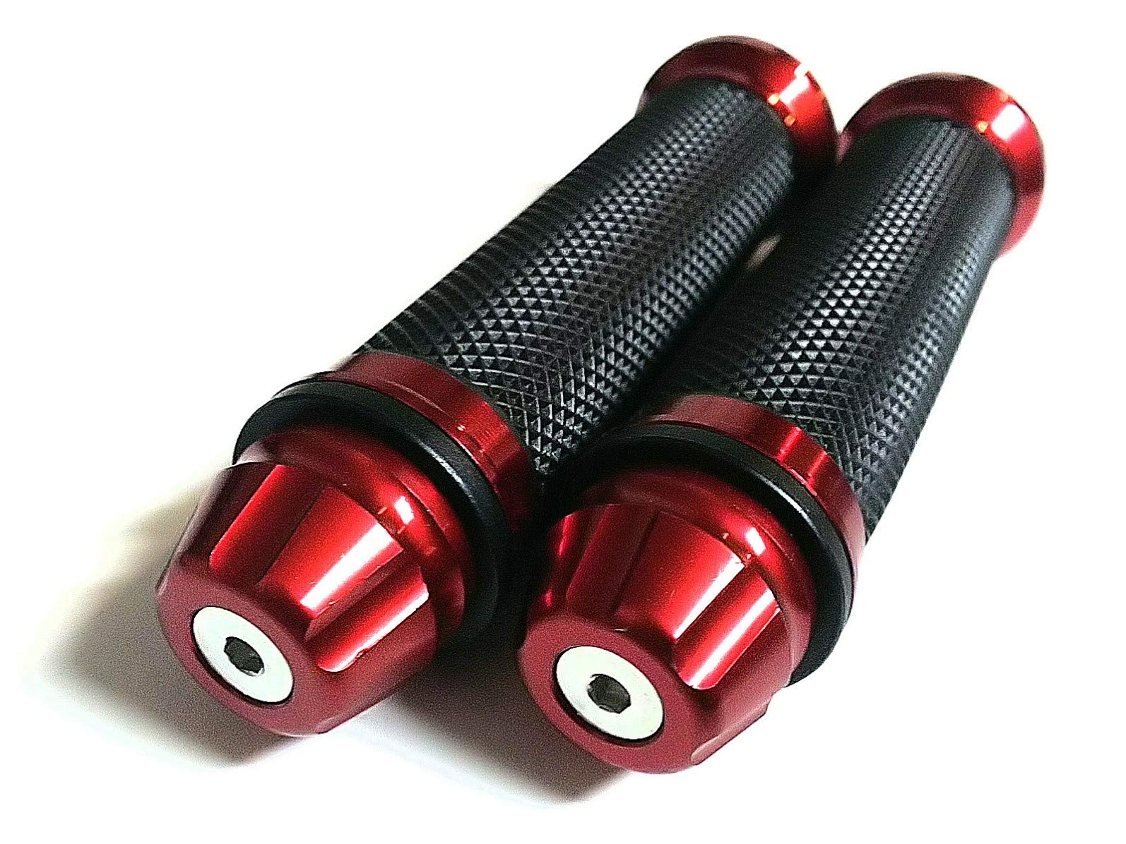 Amazon | アルミ製 ハンドル グリップ 22.2mm バーエンド 一体型 赤