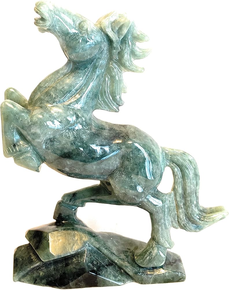 Amazon | theory xyz 翡翠 馬 置物 飾彫り台座付 (セオリーエックス