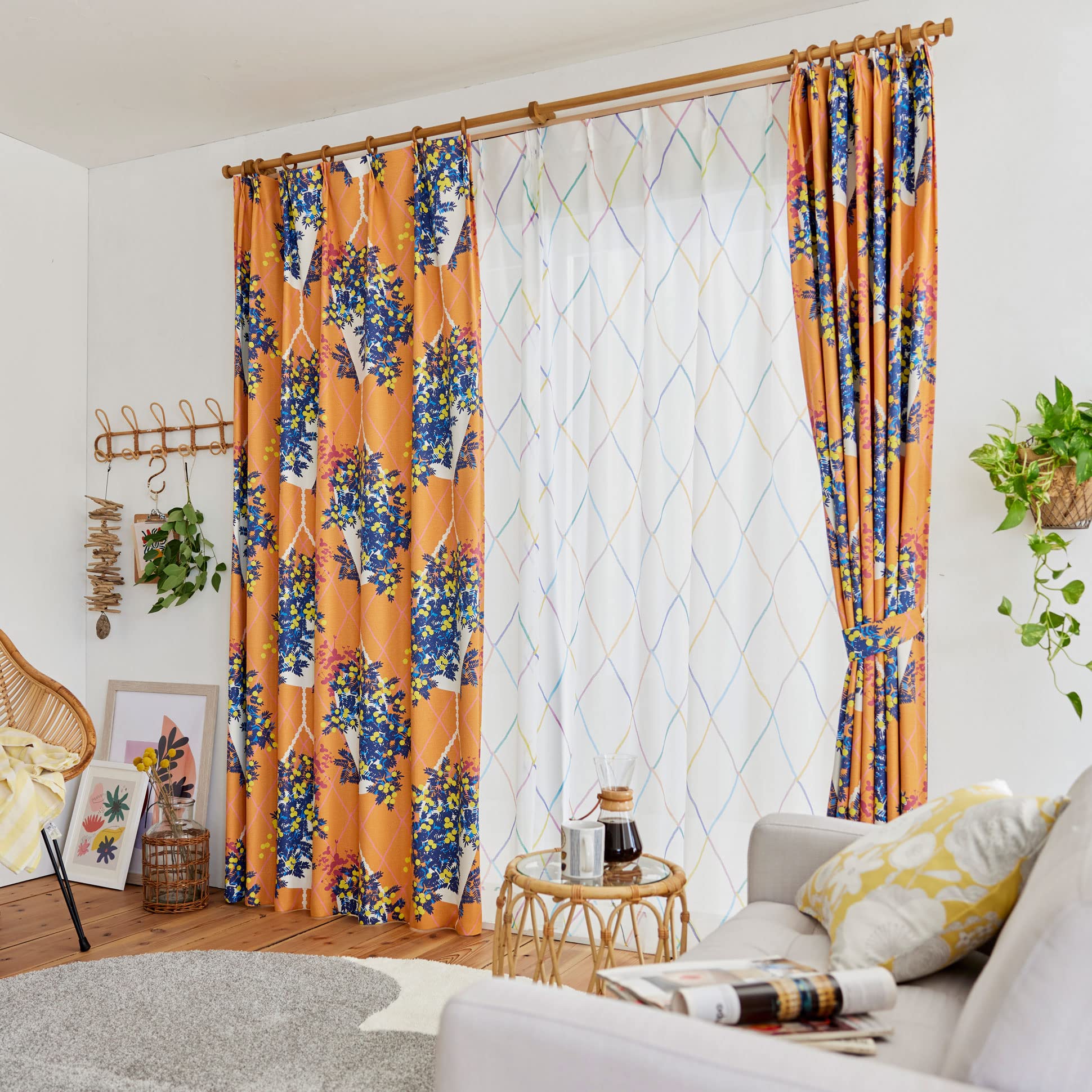 Amazon｜スミノエ(Suminoe) セミオーダーカーテン オレンジ 幅190cm