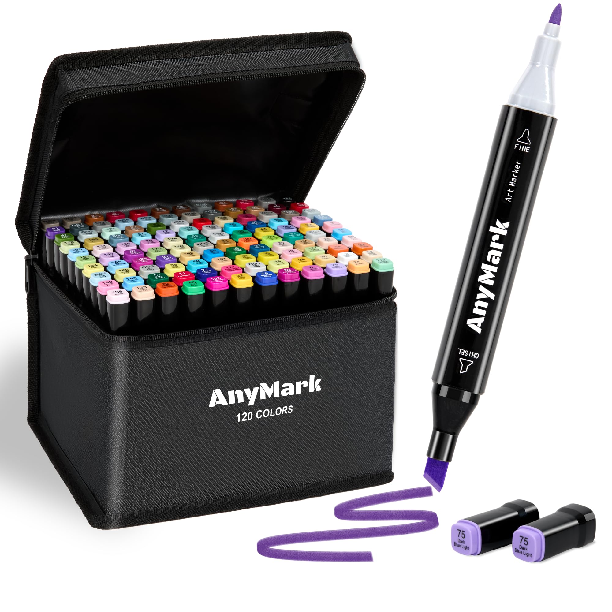 Amazon.com: AnyMark Alcohol Markers, 120 Colors Dual Tip Art