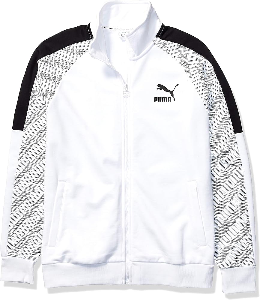 Puma Men's T7 Track Jacket All Over Print French Terry, White
