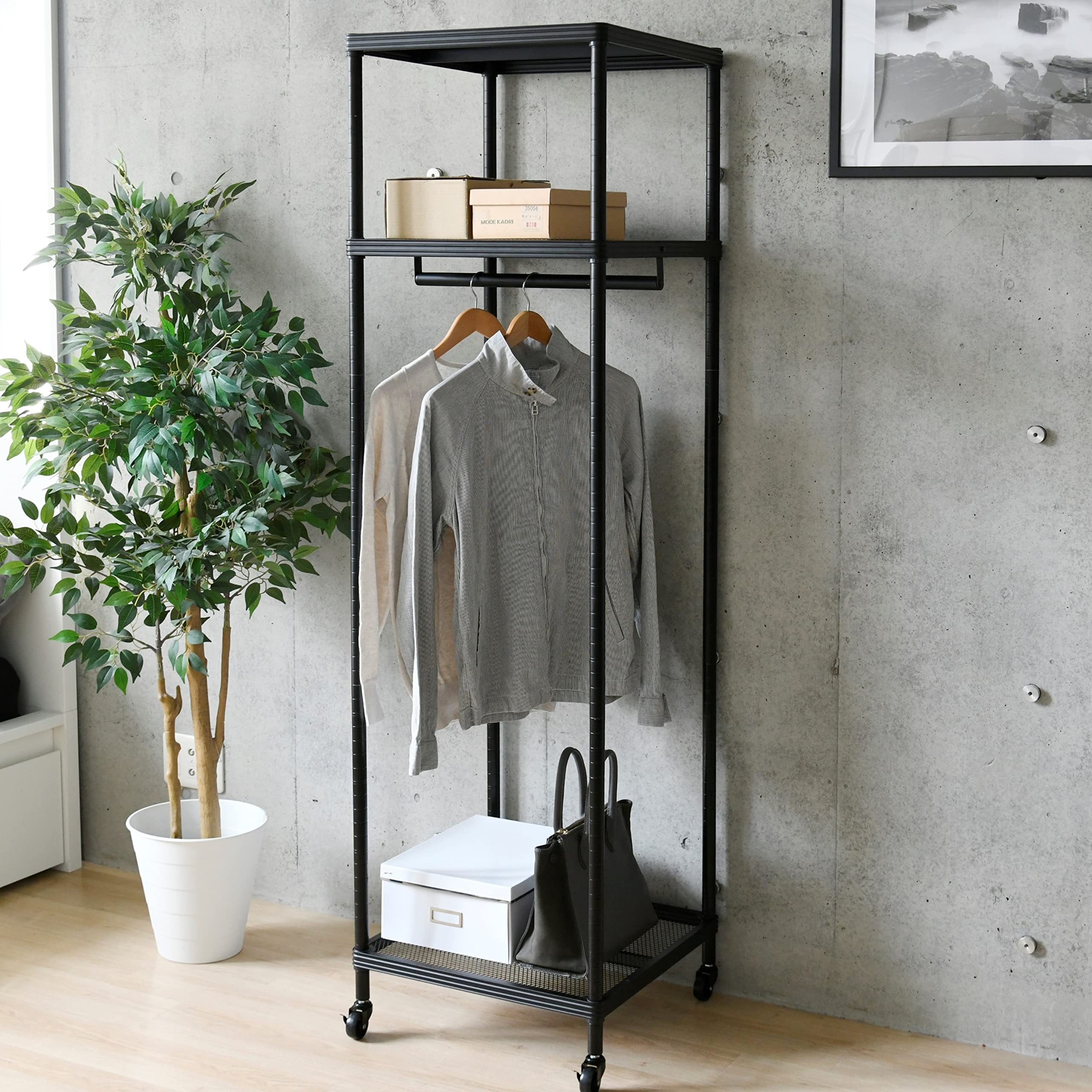 Amazon｜山善(YAMAZEN) ハンガーラック (スリム) 頑丈 幅50.5×奥行50.5