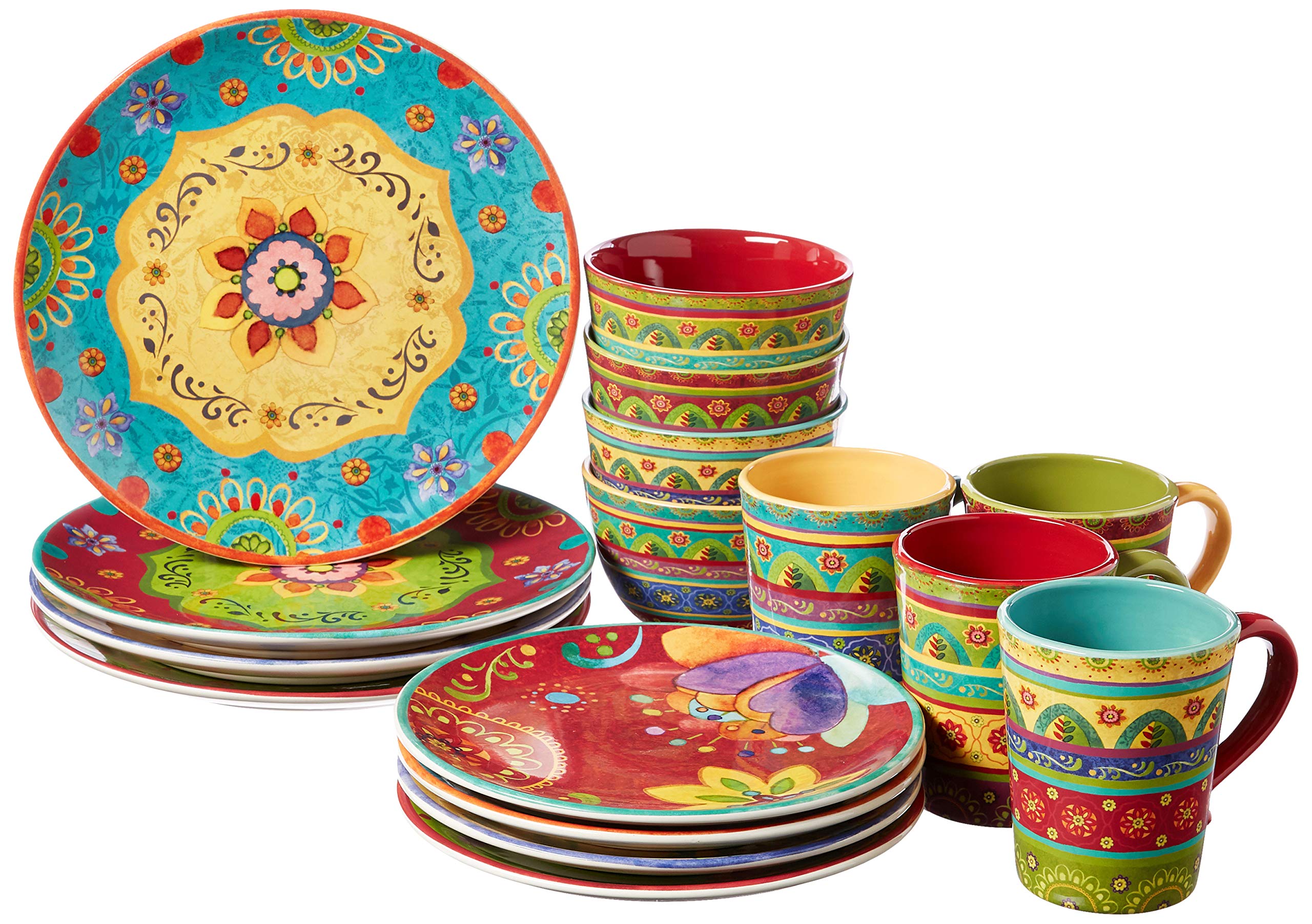 Amazon.com | Tunisian Sunset 16-Piece Ceramic Dinnerware Set