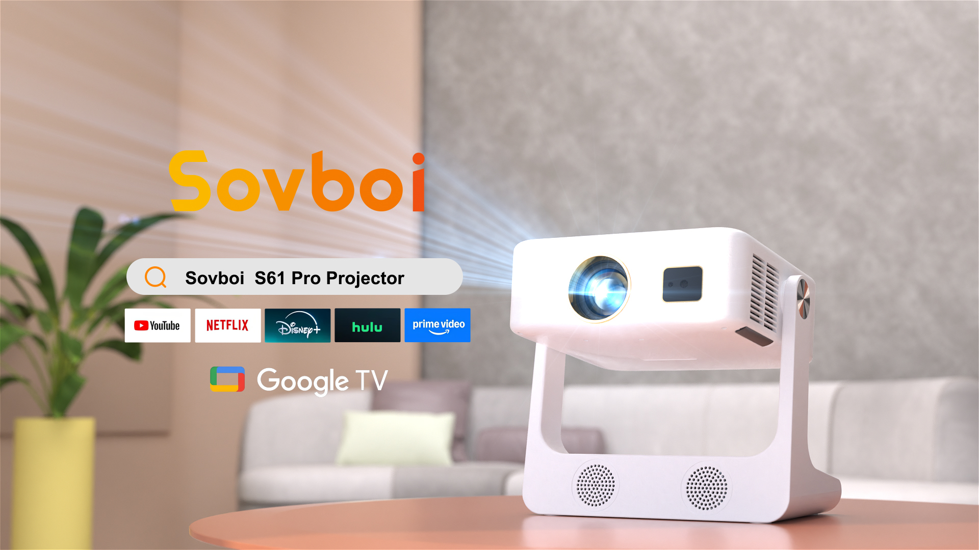 Projector-4K Built-in Google TV|180° Stand|2000ANSI|Auto Keystone