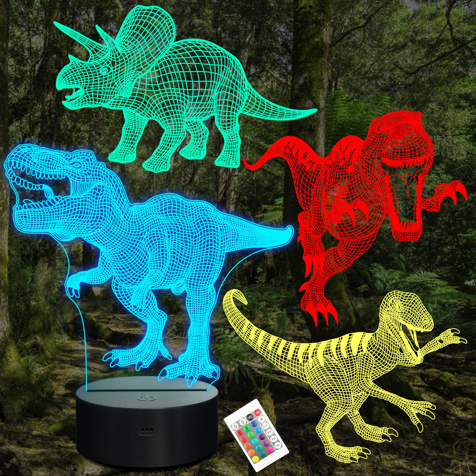 Amazon.com: CooPark 3D Dinosaur Decorative Night Light, 4 Patterns