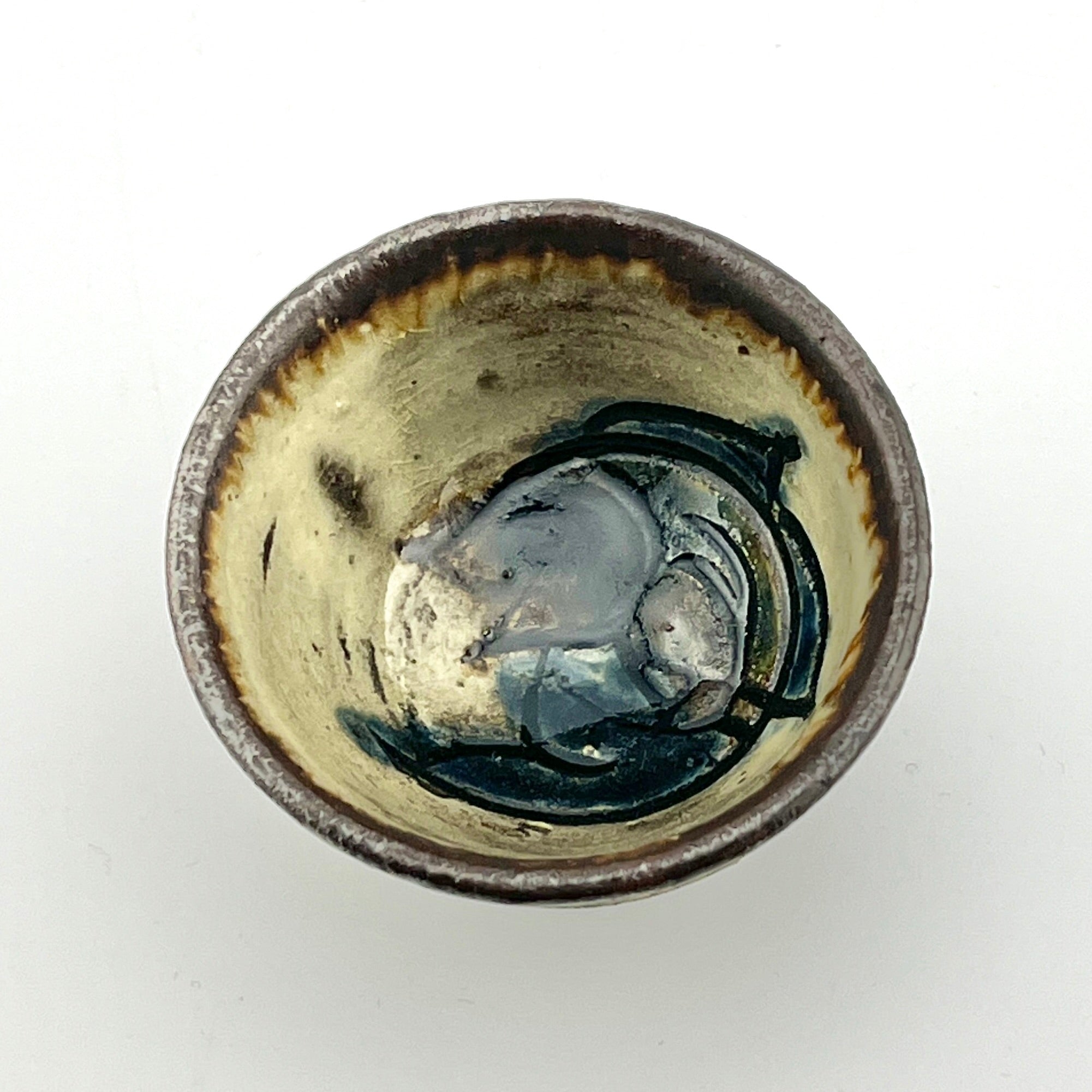 人間国宝 金城次郎 作 三彩ぐい呑み（共箱なし） 壺屋焼・やちむん