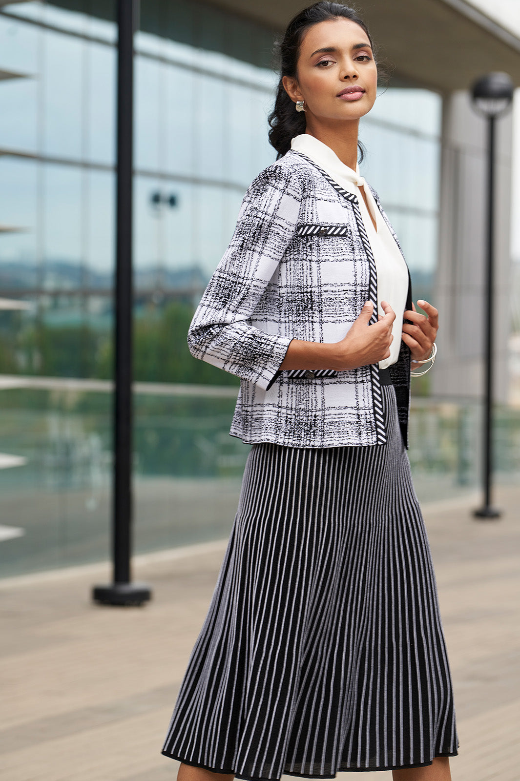 A-Line Midi Skirt - Crystal Pleat Knit | Ming Wang