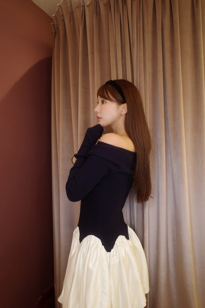 Scalloped Balloon Knit Dress - MISTREASS