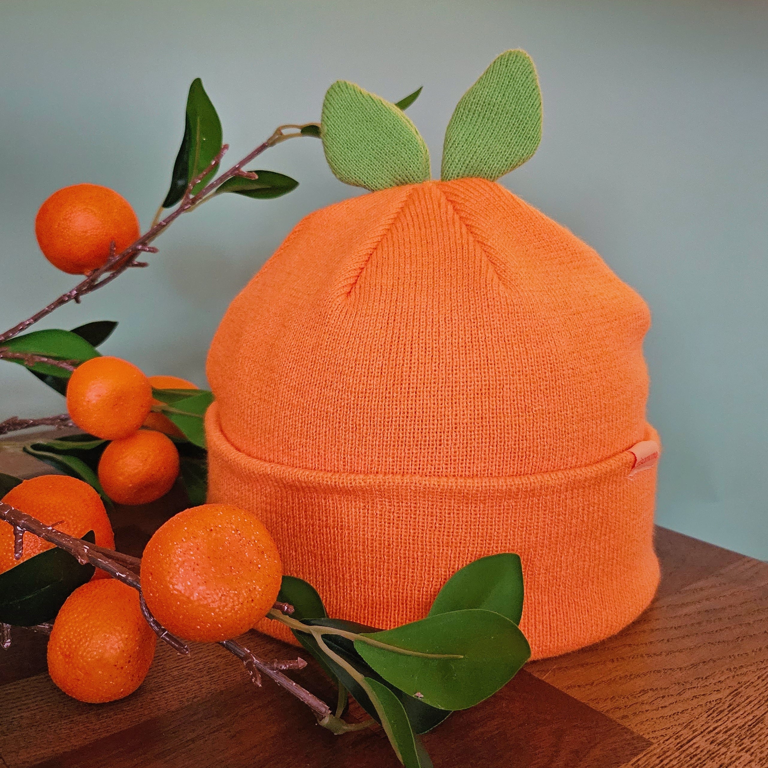 Orange Sprout Leaf Beanie – misomomo
