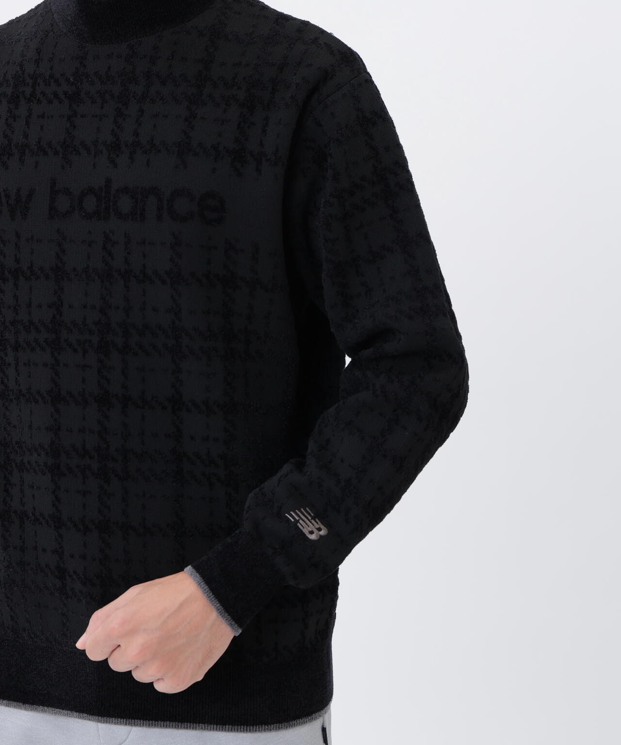 グレンチェック柄 モックネック ニット プルオーバー (MENS) | new