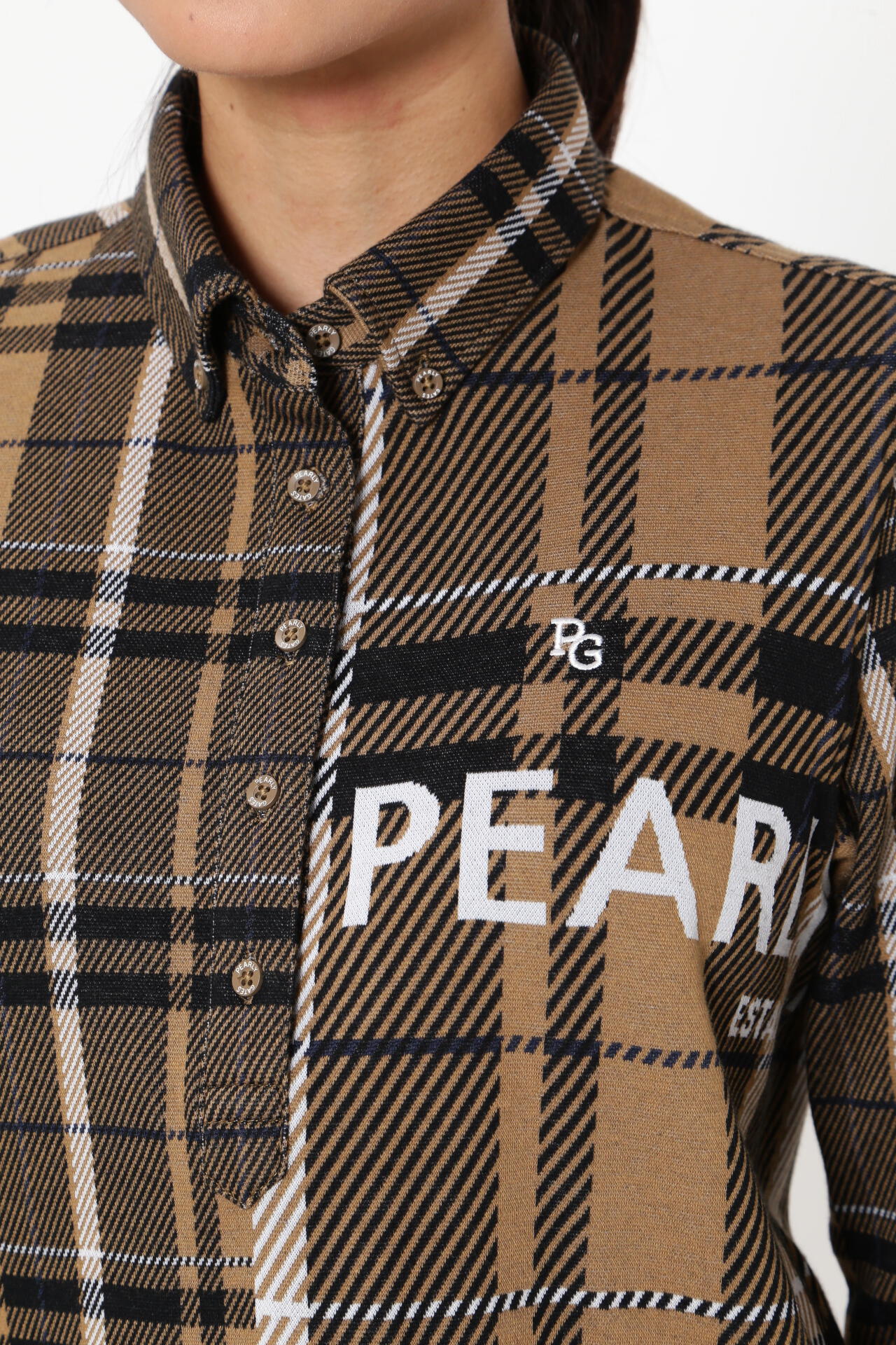 Wジャガード 長袖カットソープルオーバー ＜CHECKシリーズ＞ | PEARLY