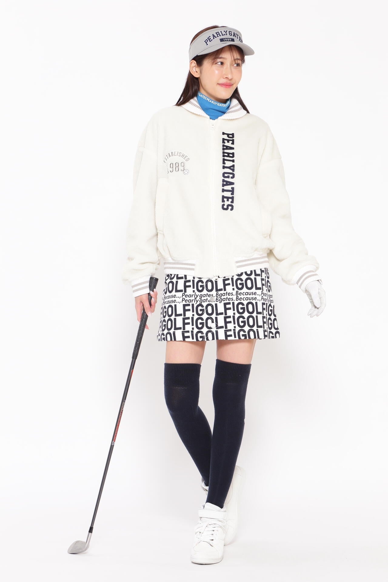 GOLF柄 (大) コットンストレッチカルゼ表ピーチ 5ポケットスカート