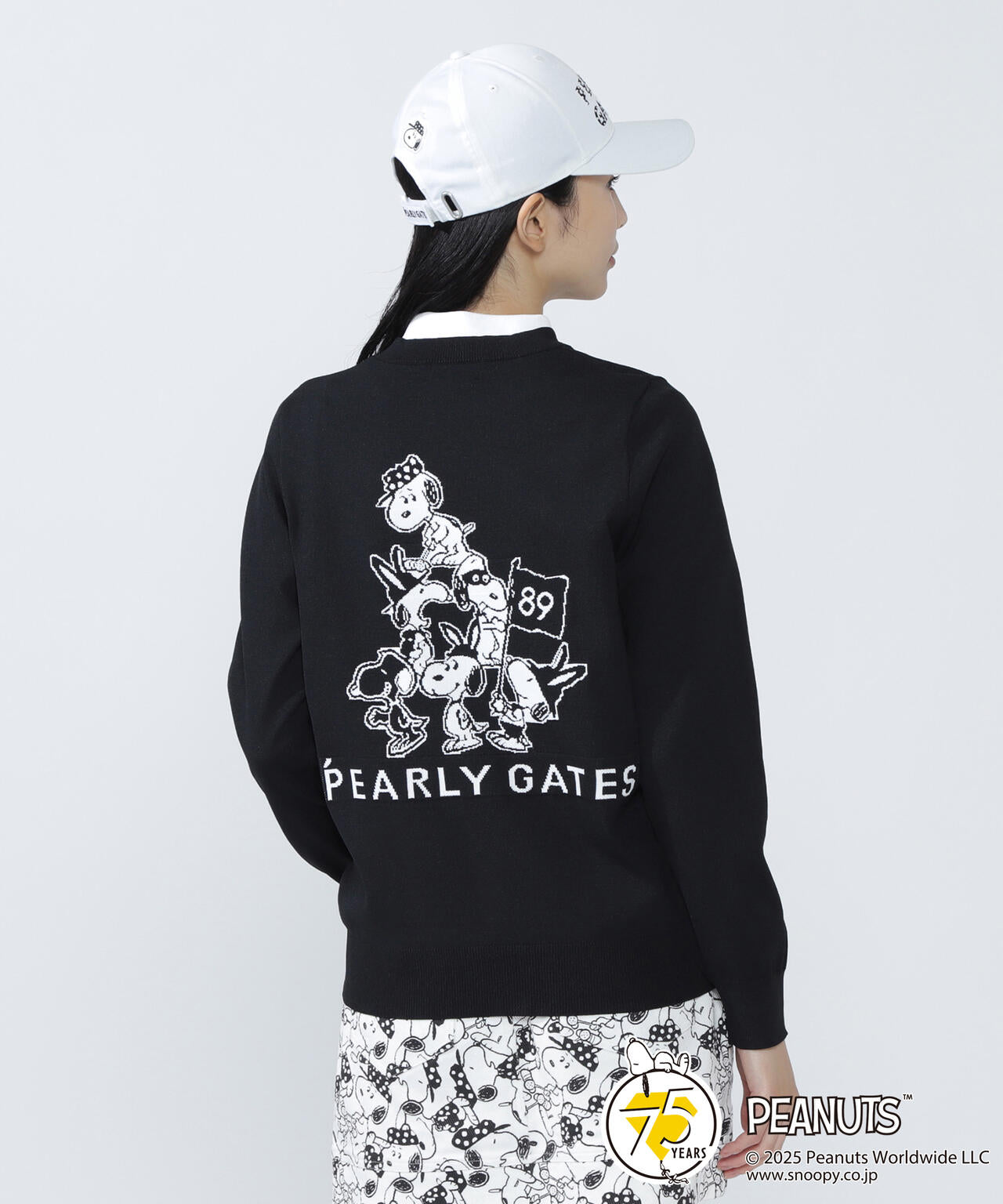 SNOOPY】14G 部分JQクルーネックニットプルオーバー | PEARLY GATES