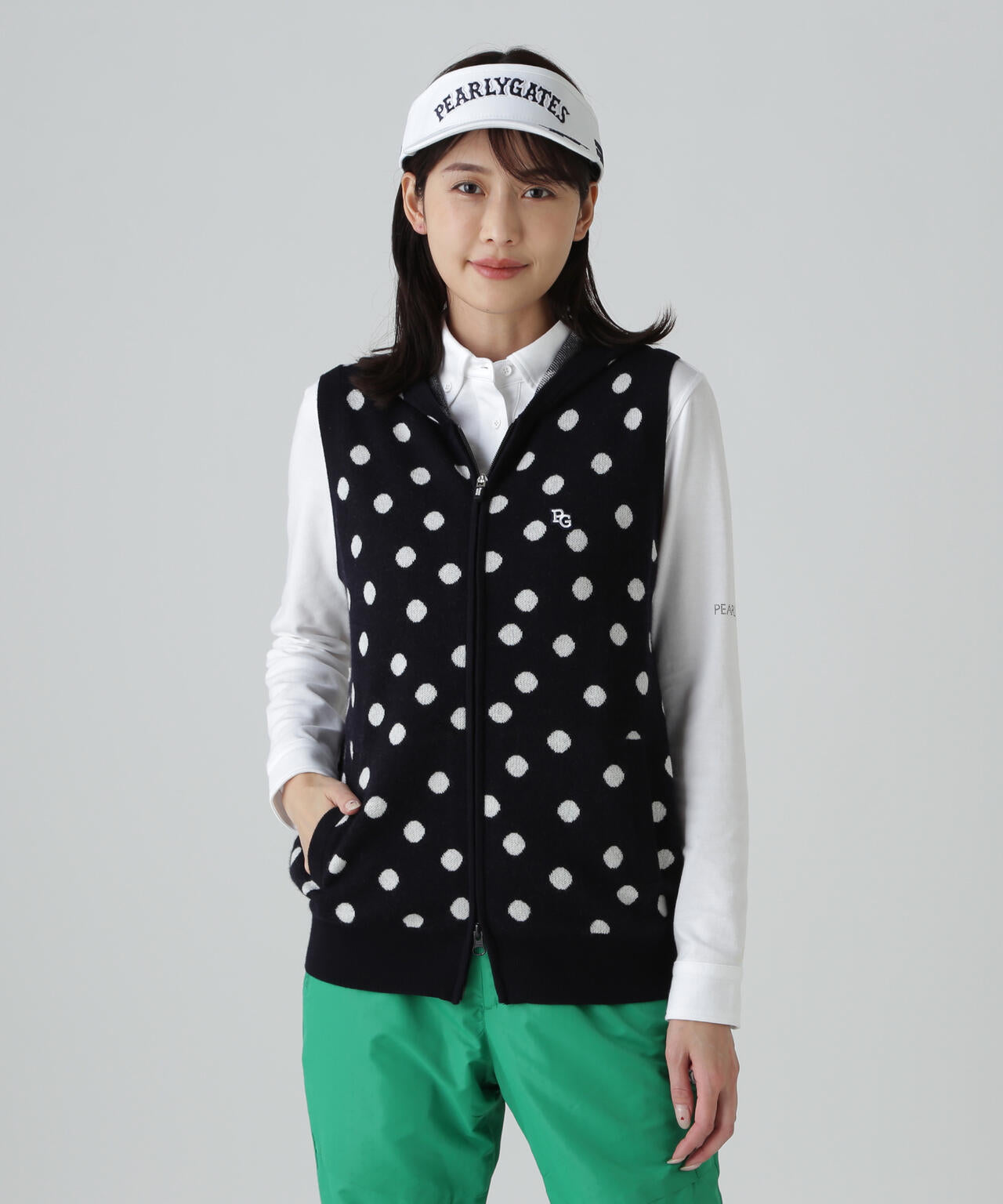 14Gダブルジャガードカシミヤ混フルジップニットフーディベスト