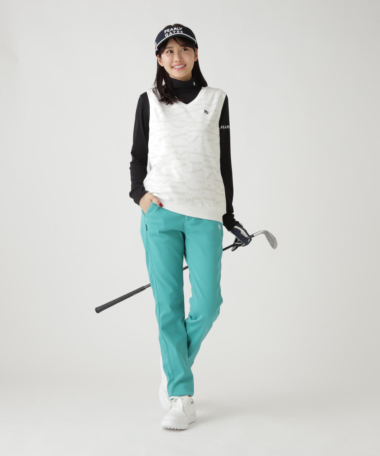 ロゴ総柄Vネックニットベストプルオーバー | PEARLY GATES（パーリー