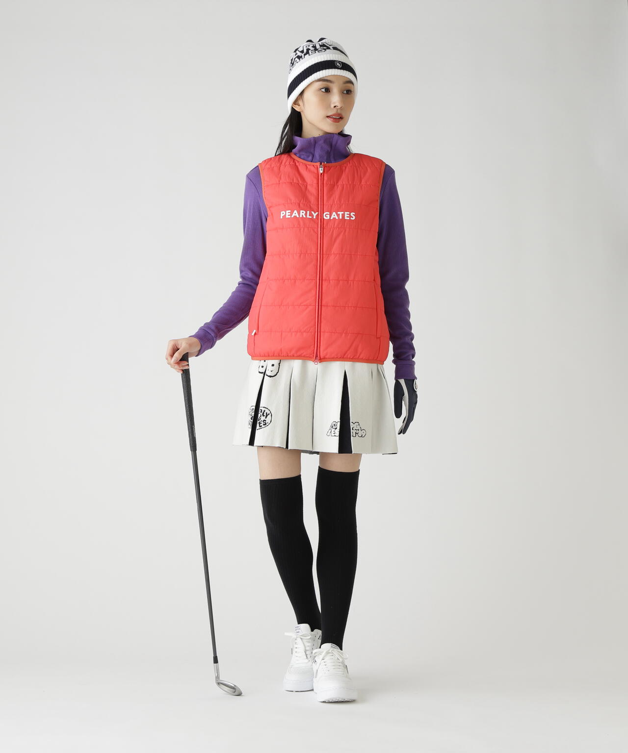 14GダブルJQ×ワッペン風ニットプリーツスカート | PEARLY GATES