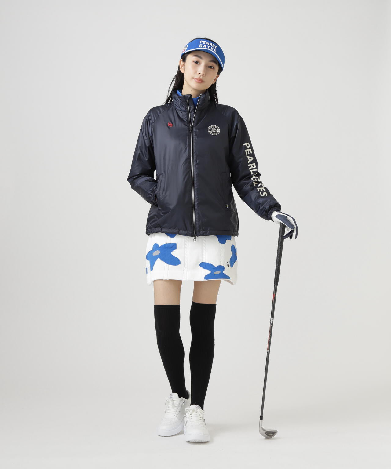 アラン柄×インターシャニットスカート ＜ランダム編みフラワー柄