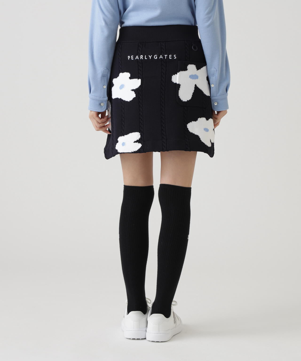 アラン柄×インターシャニットスカート ＜ランダム編みフラワー柄