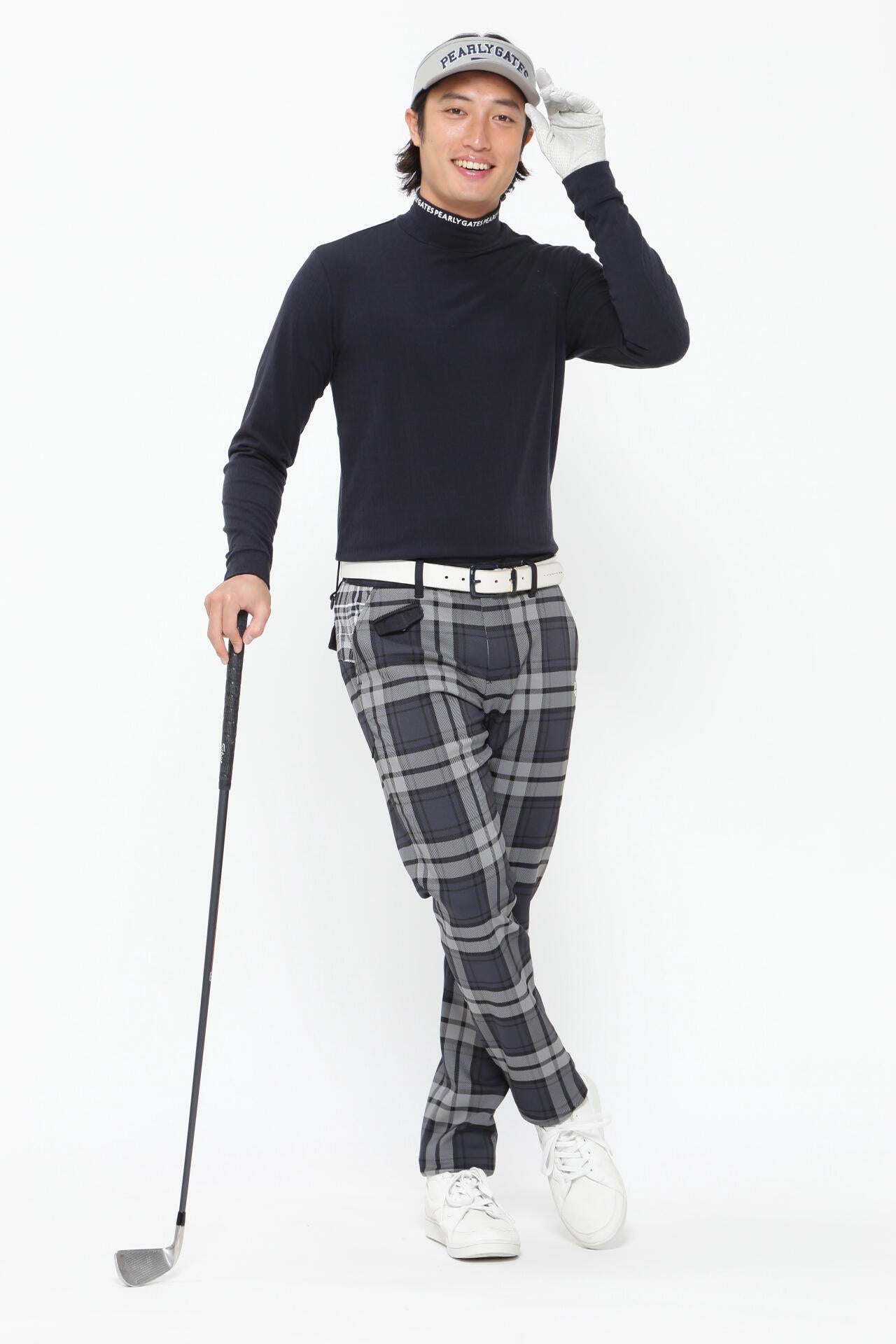 マルチチェック柄 ポリエステルストレッチチェック 5ポケットパンツ