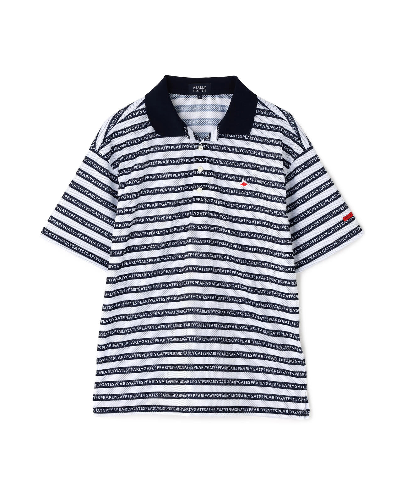 KAZEメッシュ半袖ポロシャツ ＜ロゴボーダー柄＞ | PEARLY GATES