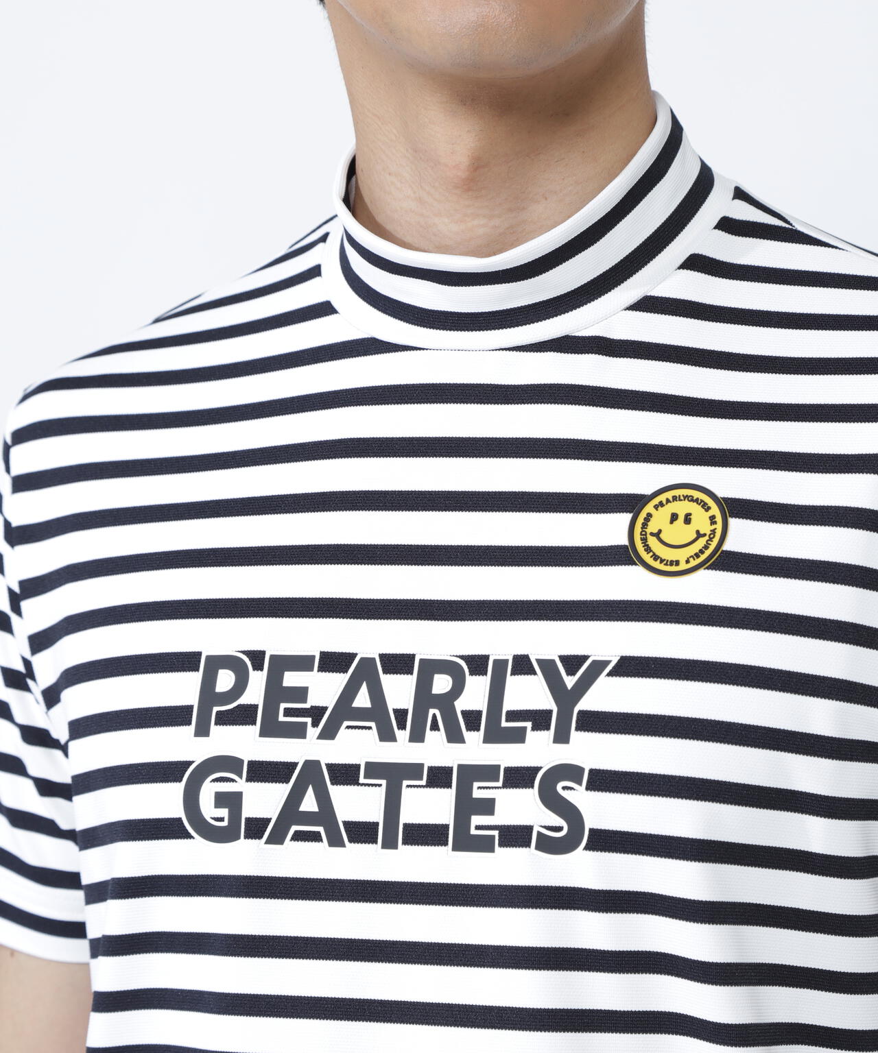 ボーダー柄 PG is PG ベアカノコ半袖ハイネックカットソー ＜ボーダー