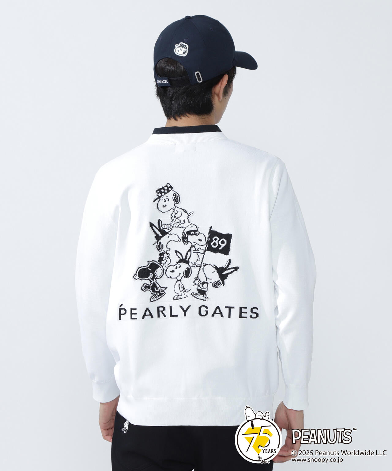 SNOOPY】14G 部分JQクルーネックニットプルオーバー | PEARLY GATES