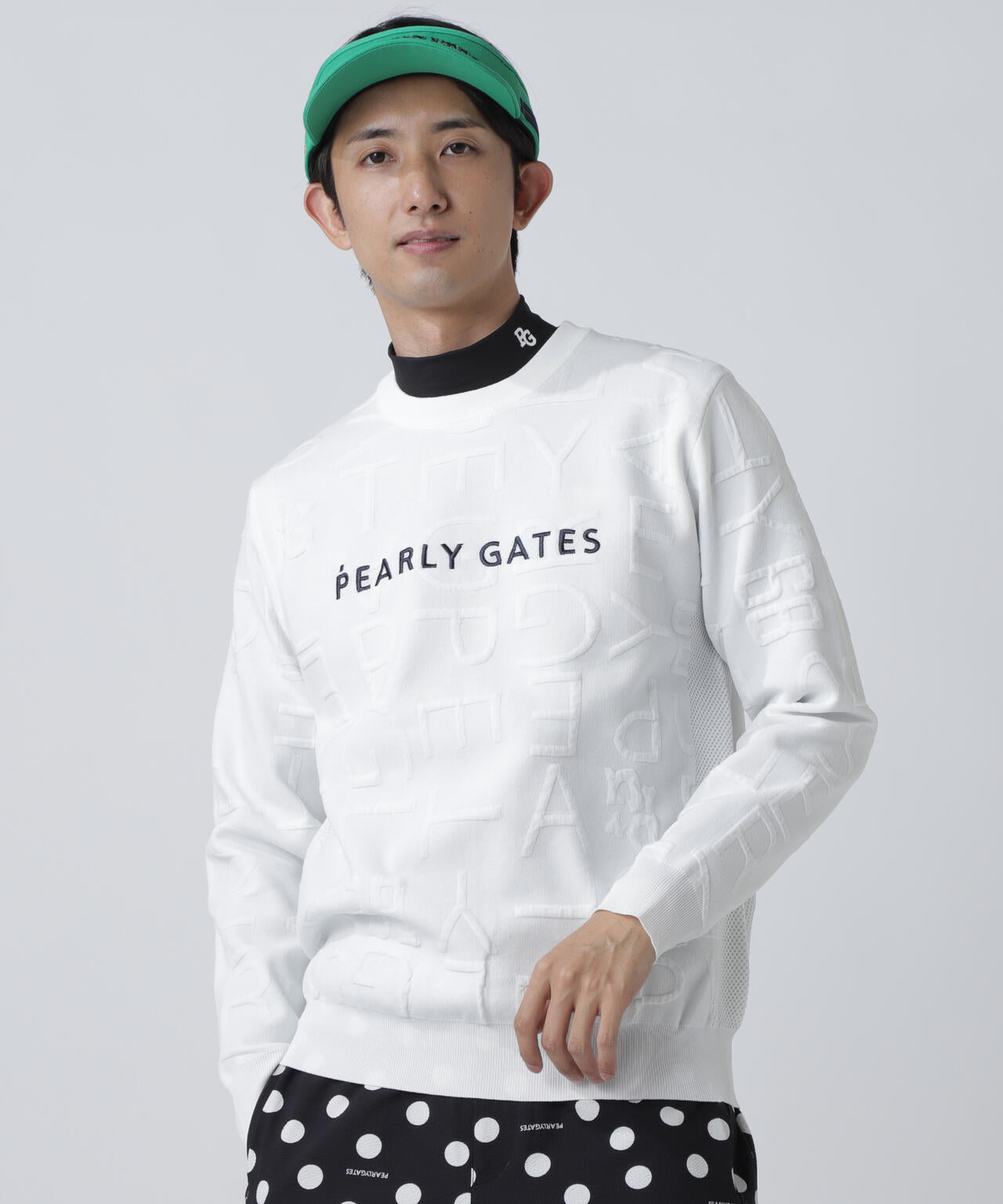 14Gクルーネックニットプルオーバー ＜ジャガードロゴ総柄＞ | PEARLY