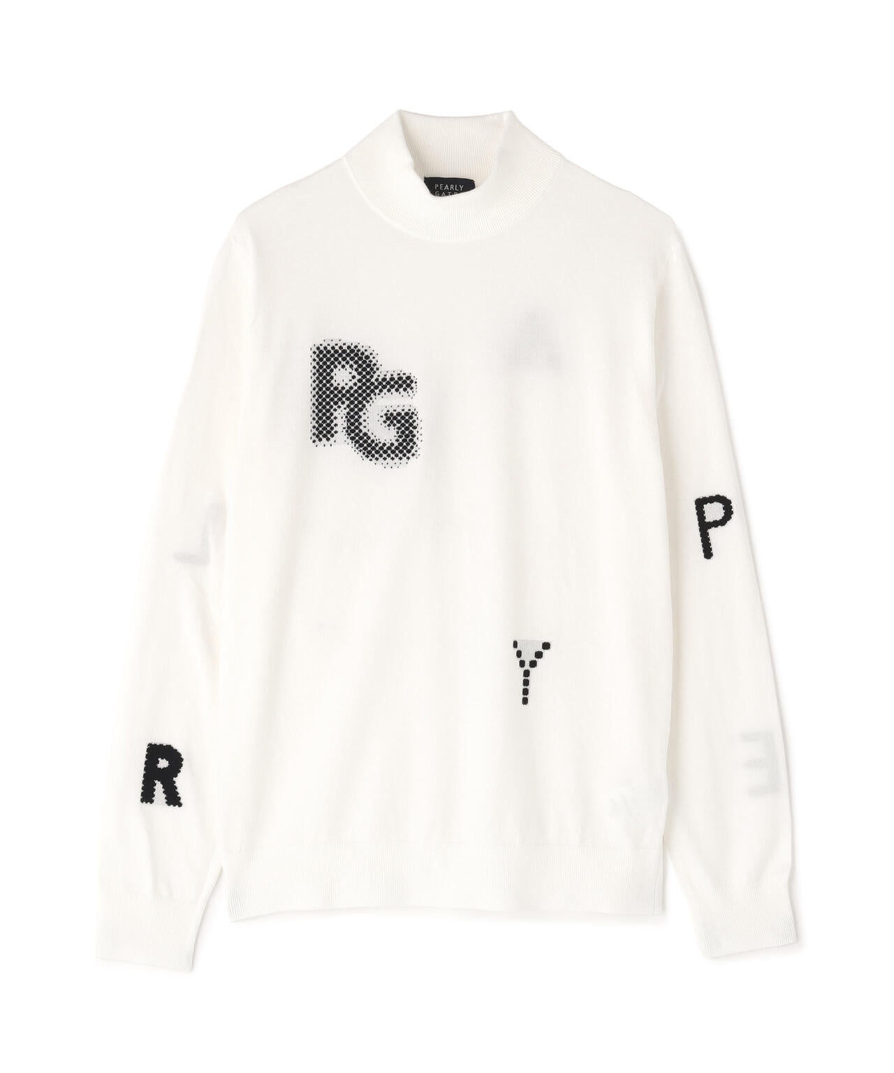 12G部分ジャガードカシミヤタッチコットンハイネックニットプル