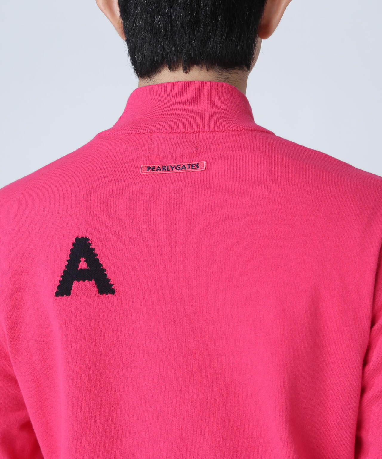 12G部分ジャガードカシミヤタッチコットンハイネックニットプル