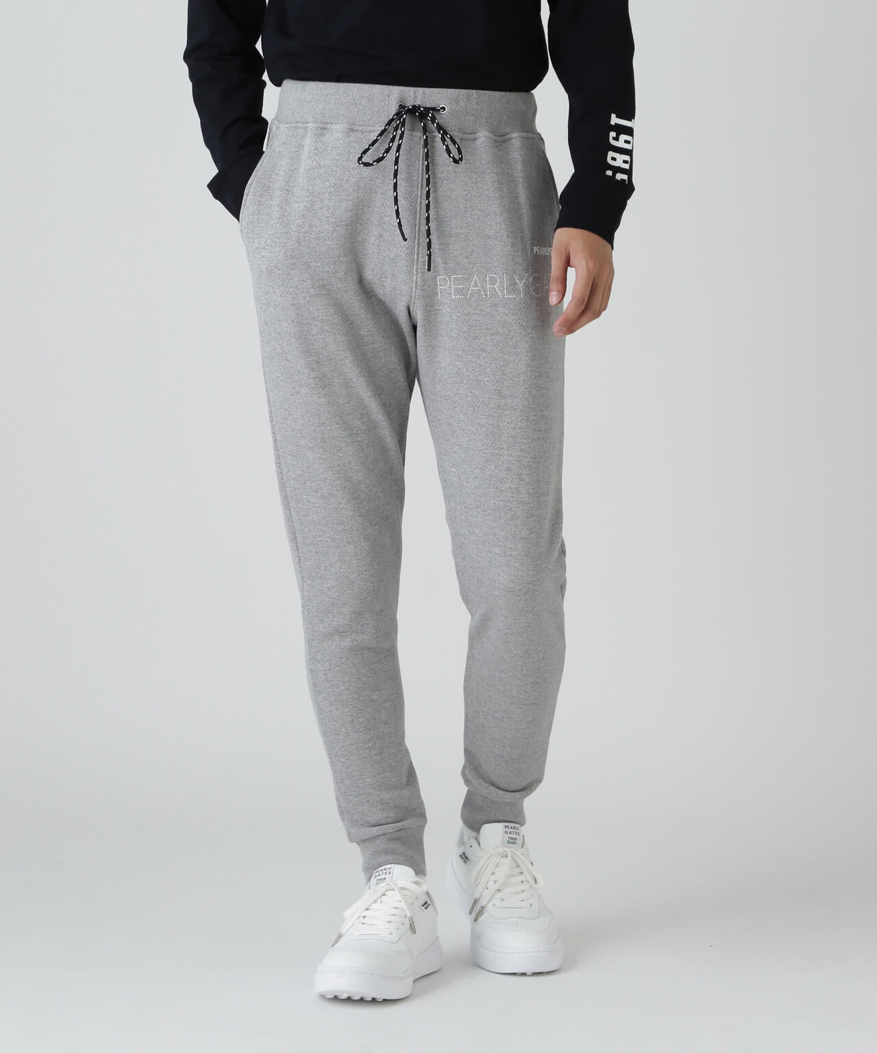 パーリーゲイツ ジョガーパンツ S〜M相当 グレー コットン素材 パンツ
