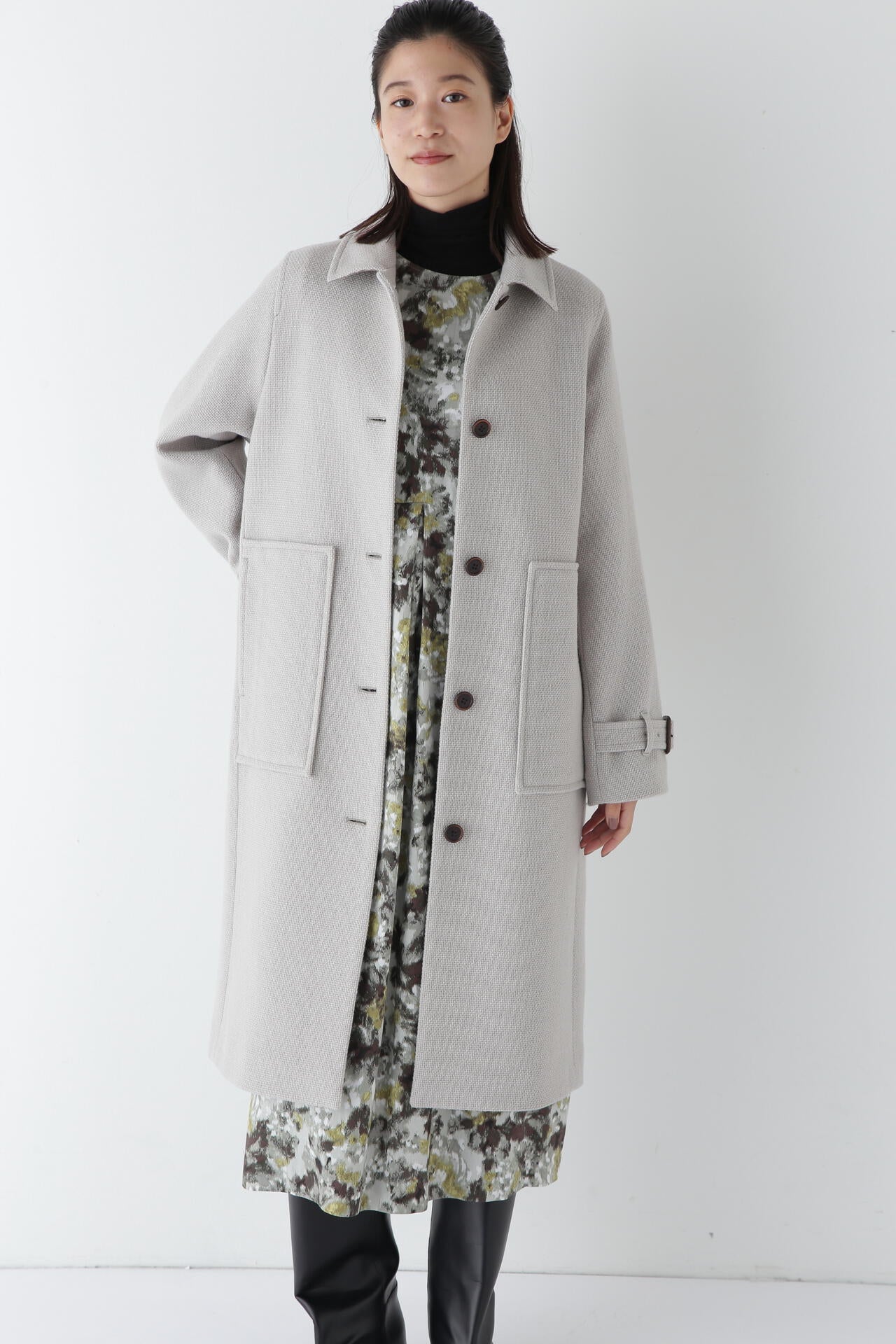 ウールナイロンオックスステンカラーコート | human woman（ヒューマン