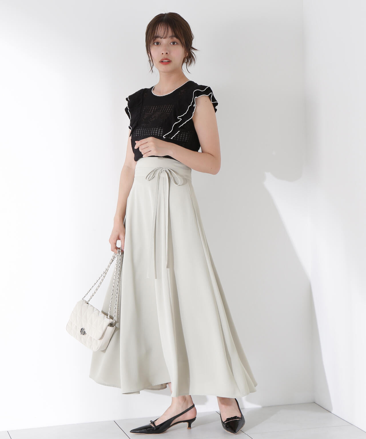 リボン付きロングフレアスカート | PROPORTION BODY DRESSING