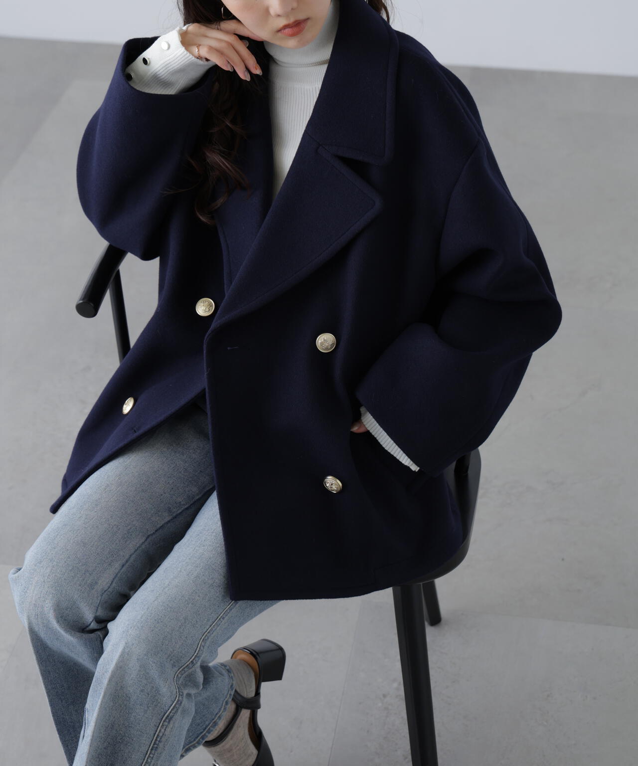 はかな企画】ミドル丈オーバーピーコート〈MFM〉 | FREE'S MART