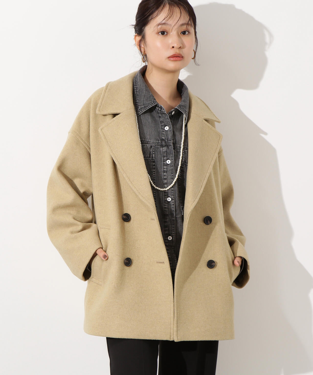 ミドルPコート《ブラウン×ゴールドボタン：LUMINE・LUCUA・official