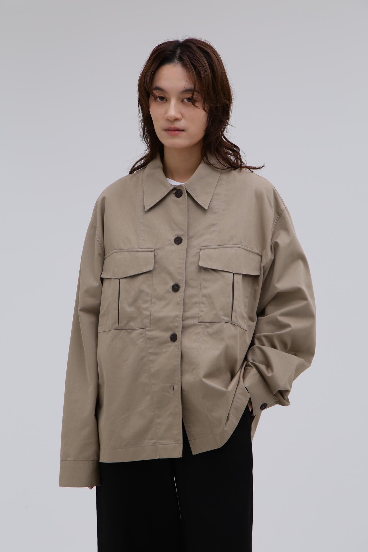 STUDIO NICHOLSON / SOFT TECHNICAL TWILL MILITARY OVER SHIRT | THE