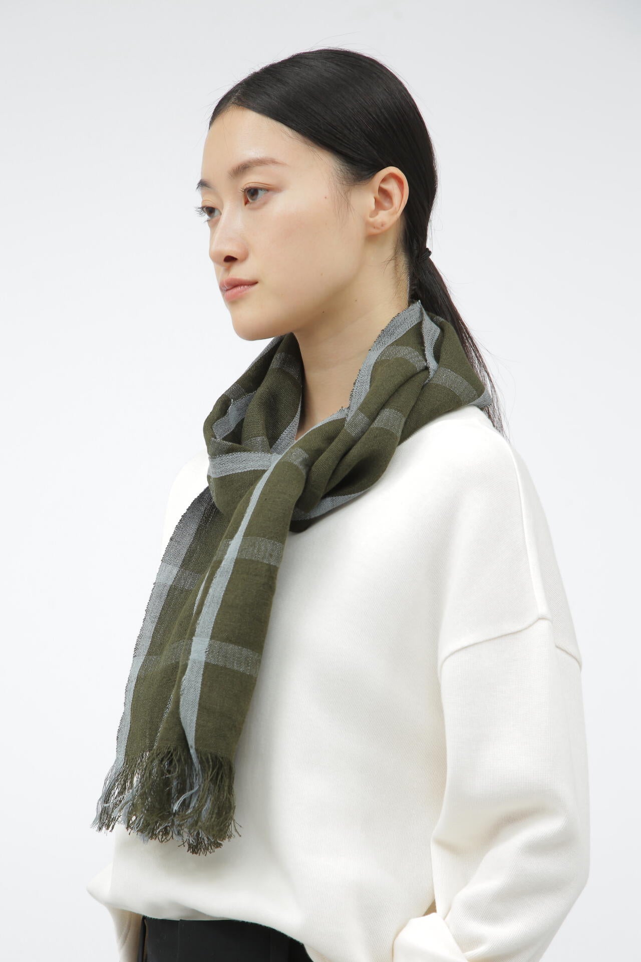 イギリス製 マーガレットハウエル 手織りセルヴィッチウールスカーフ