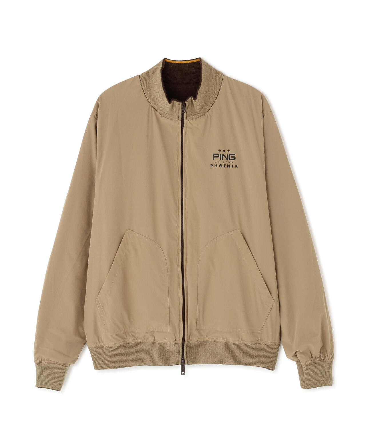 PING APPAREL】プレーンニット/布帛 リバーシブルニットブルゾン