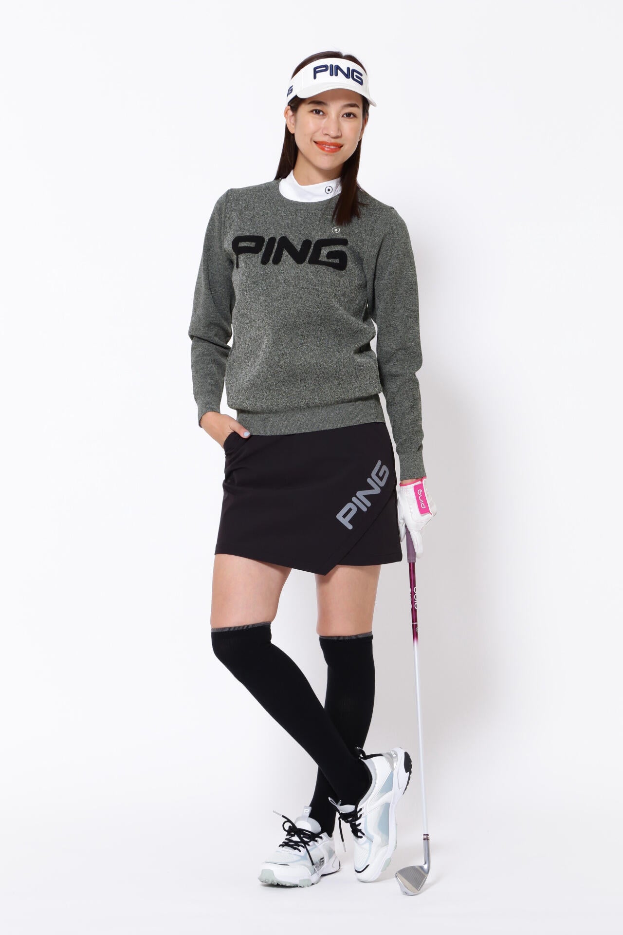 PING APPAREL】PINGロゴパイルジャガードクルーネックニットプル