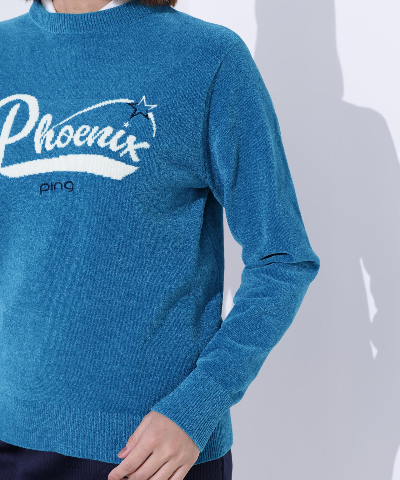 PING APPAREL】モールジャカードクルーネックニット ＜LADIES LINE