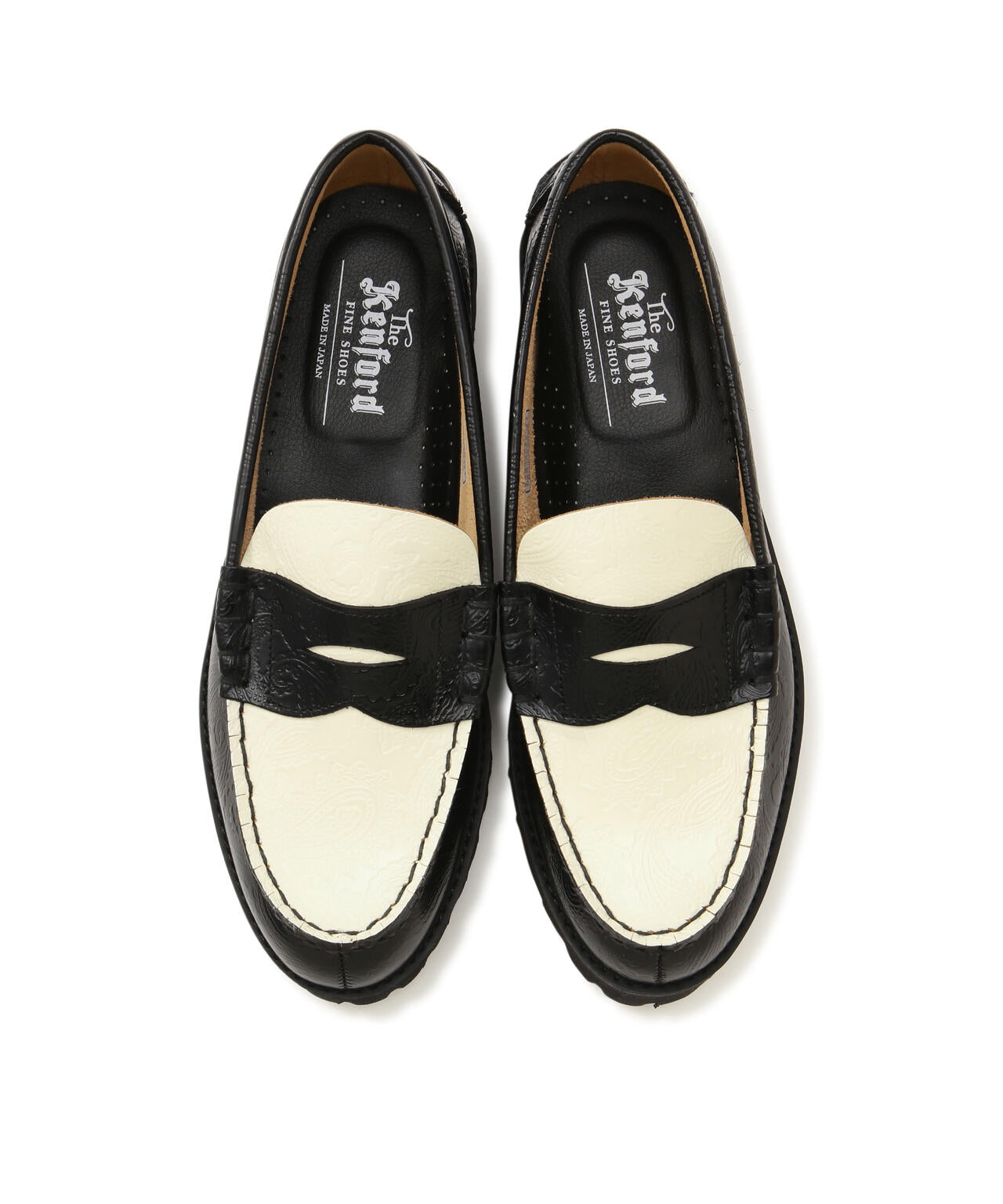 The Kenford Fineshoes/PAISLEY TANK SOLE LOAFERS BLACK×WHITE