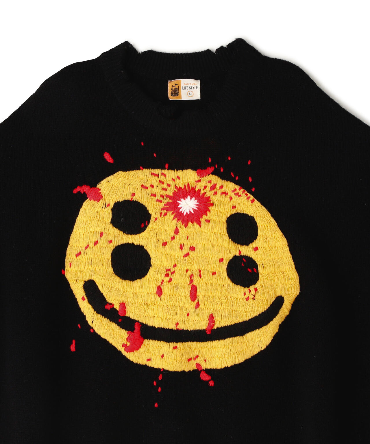 SAINT MICHAEL/セントマイケル/CP_CREW KNIT/SMILE/BLACK | ROYAL