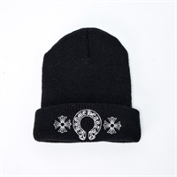 CHROME HEARTS CHプラス ホースシュー ニットキャップ 23cm ブラック