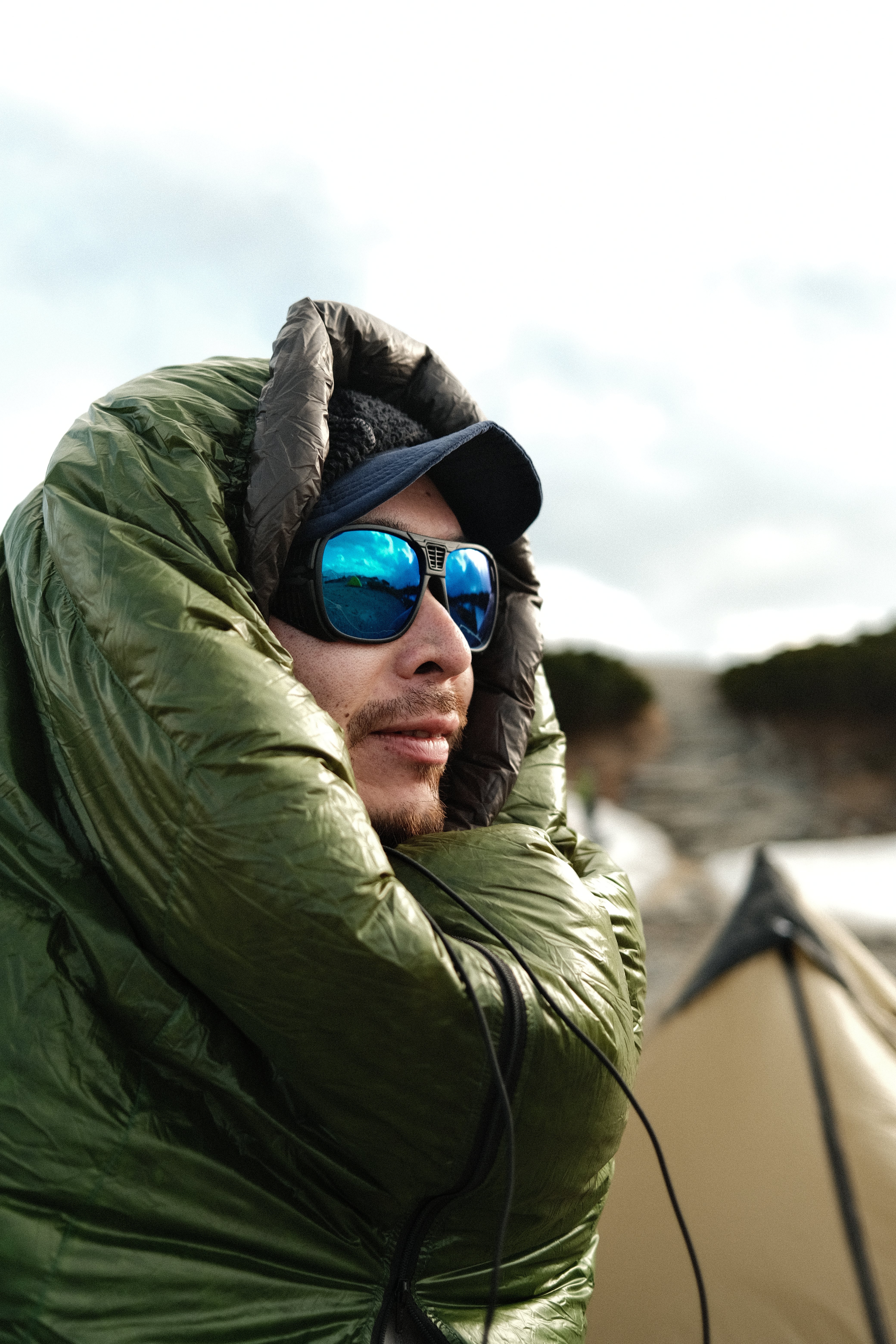 OMBRAZ LEGGERO Armless Sunglasses CHARCOAL BLUE LENS / オンブラズ