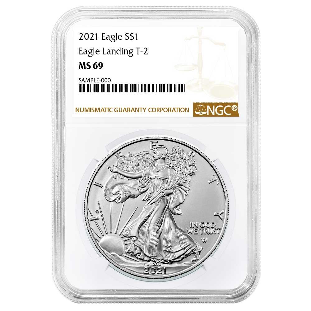 2021 American Silver Eagle Type 2 NGC MS69 Brown Label