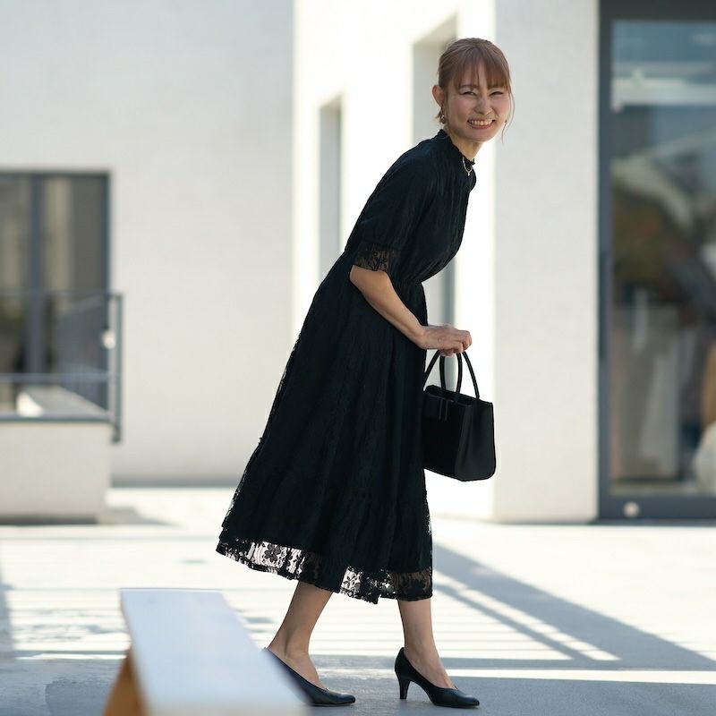 総レース半袖フォーマルワンピースドレス（ブラック） | もりのがっ