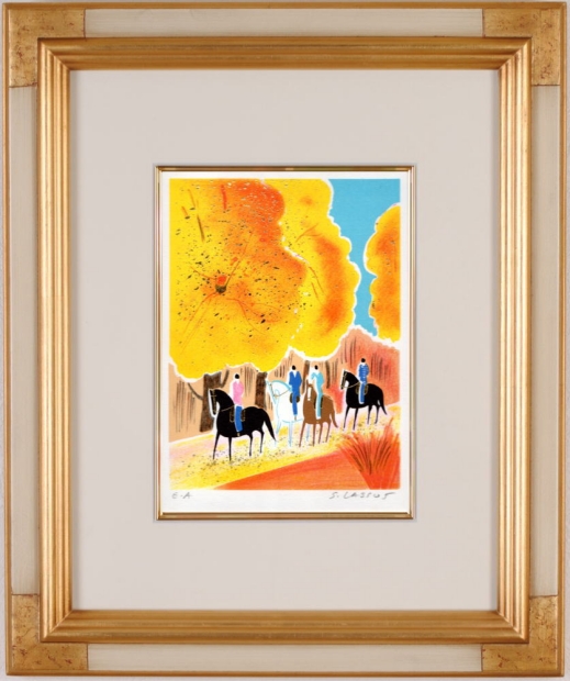 馬の絵画をリトグラフの版画で制作したセルジュ・ラシスの馬の絵「森の