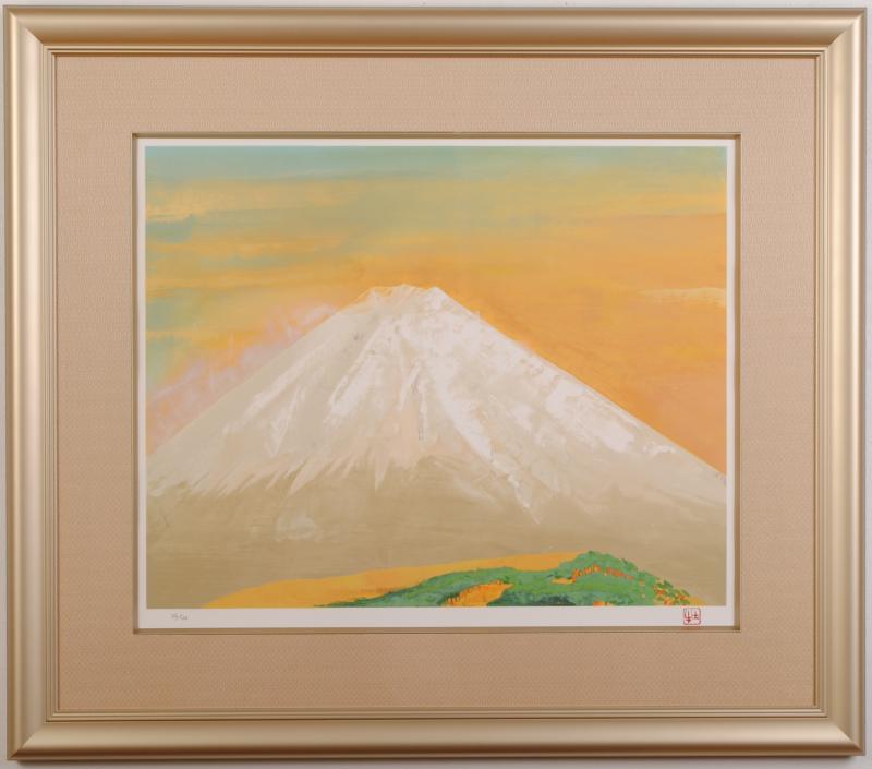 富士山の絵画をリトグラフの版画で制作した奥村土牛の富士山の和の絵