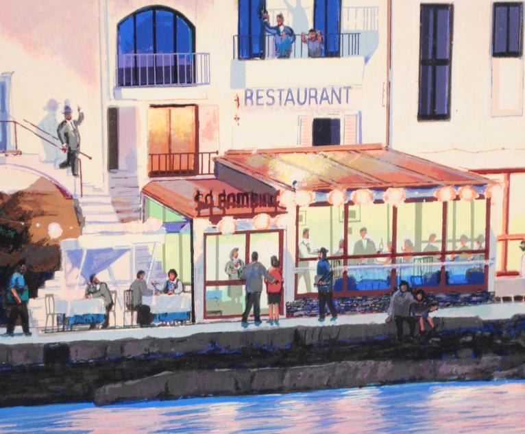 笹倉鉄平がシルクスクリーンの版画で制作したスペインの風景画の絵画